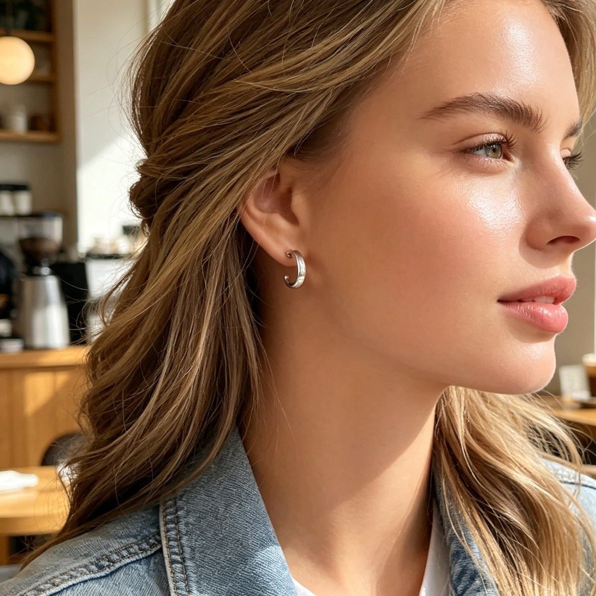 3 Pairs Punk C Shaped Stackable Hoop Stud Earrings Set Gold Silver Black Simple Daily Street Jewelry